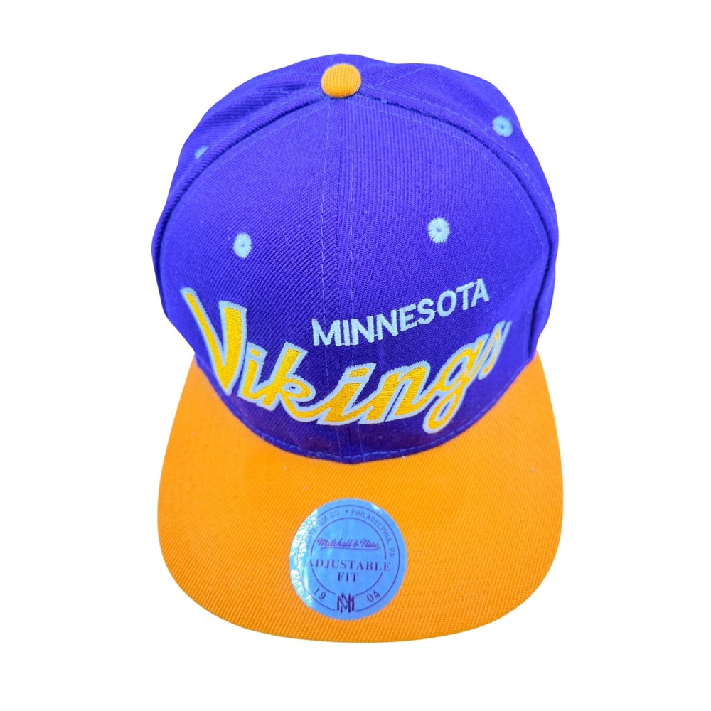 Minnesota Vikings Snapback Hat Purple Gold NFL Adjustable Cap Mitchell and Ness